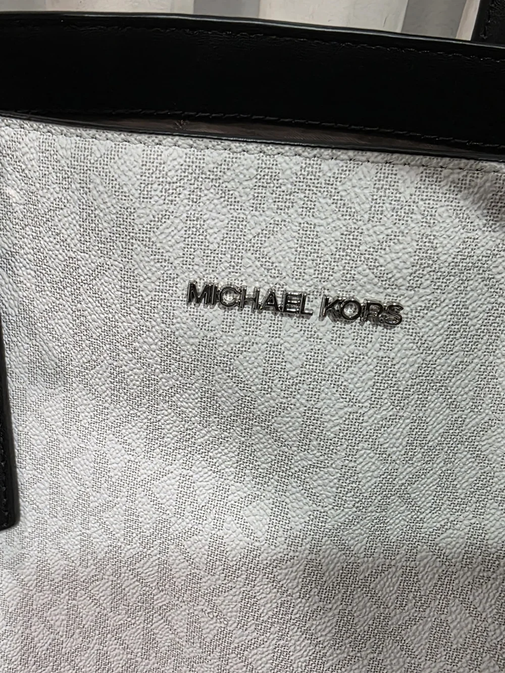 Michael Kors White and Black Logo Tote